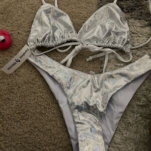 Silver hologram bikini